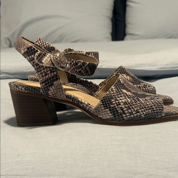 Earth Snake Print Sandals with Tan Accents - Picture 3 of 4